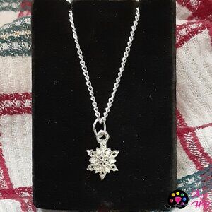 Small Silver Snowflake Charmed Christmas Handmade Necklace